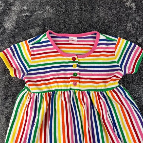 SOLD Hanna Andersson Rainbow Striped Short Sleeve Dress Girls 130 (8) Cotton - Picture 2 of 10